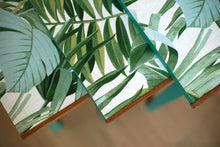 Load image into Gallery viewer, SOLD Luxury Upcycled Bright Green Nest of Tables with beautiful leaf decoupage finish