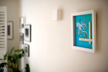 Load image into Gallery viewer, Blue Octopus illustration with "Greetings Earthlings" written in scrabble tiles