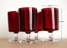 Load image into Gallery viewer, Set of 4 Deep Red French Vintage Luminarc Wine Glasses.
